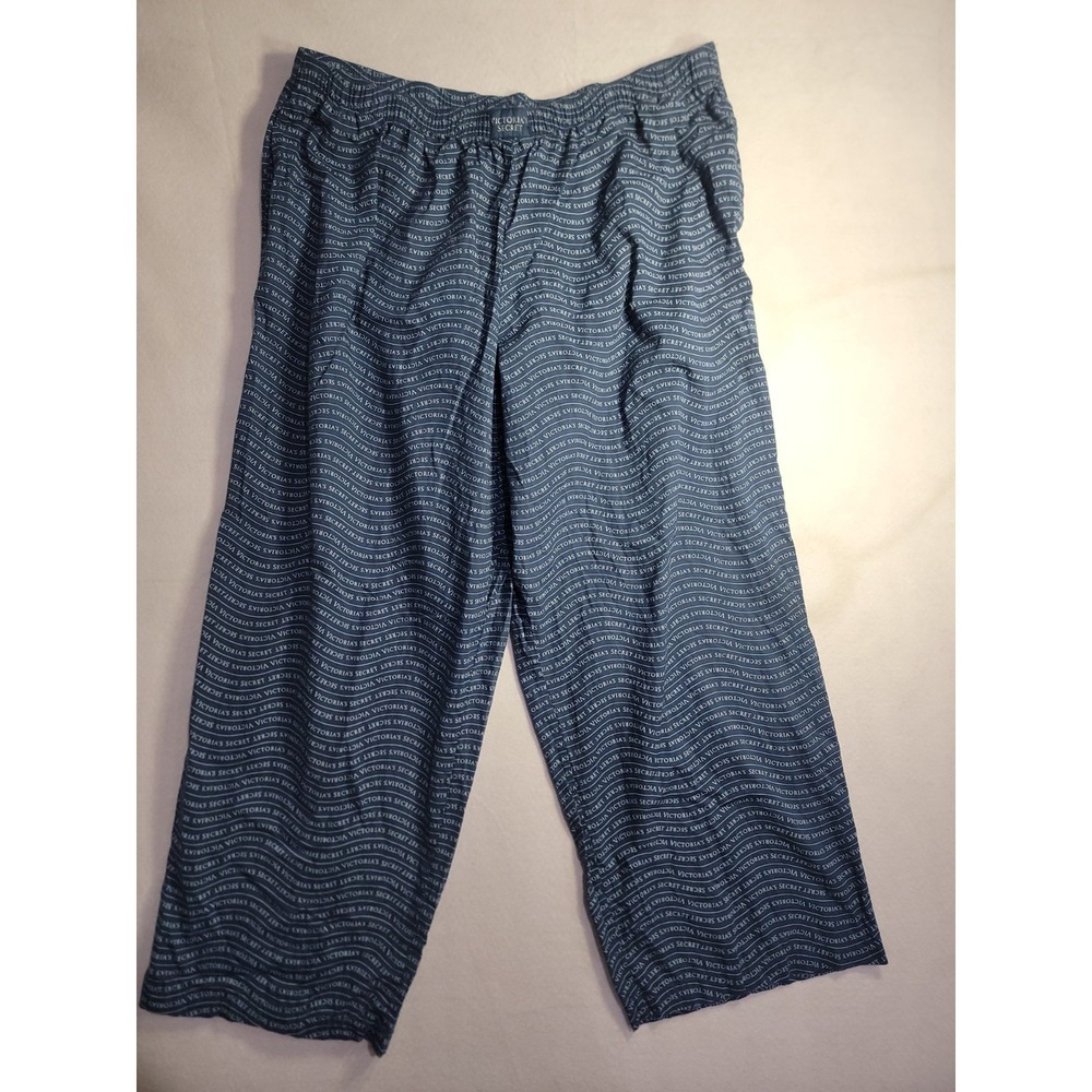 Victorias‎ Secret XXL Blue AOP Spellout Pajama Pants Lounge Wide Leg Casual